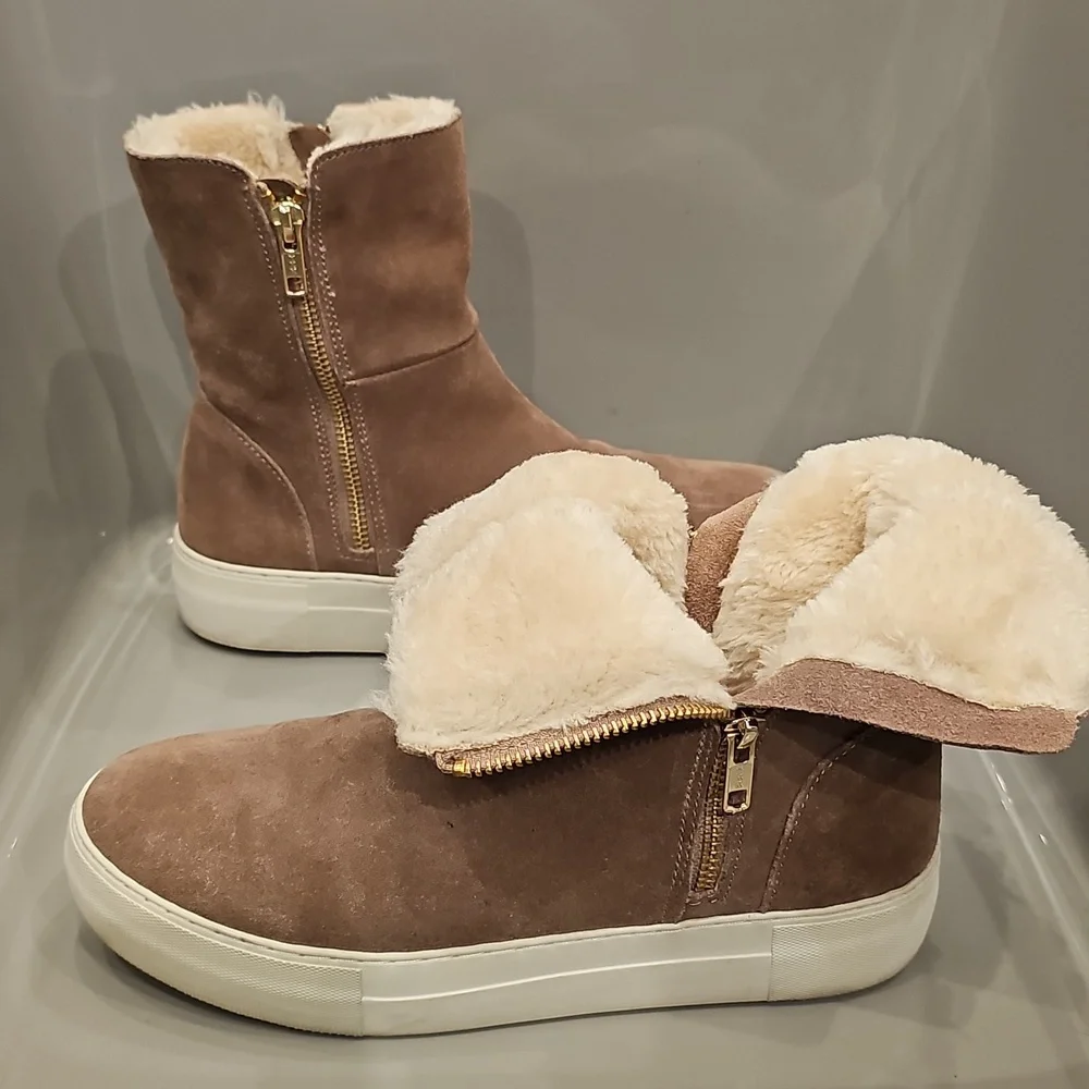 J/SLIDES Waterproof 2-Way Suede w/ Faux Fur Booties